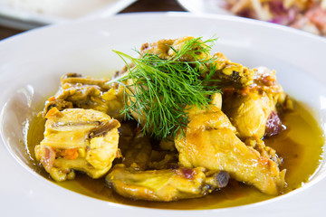organic chicken adobo in turmeric ginger