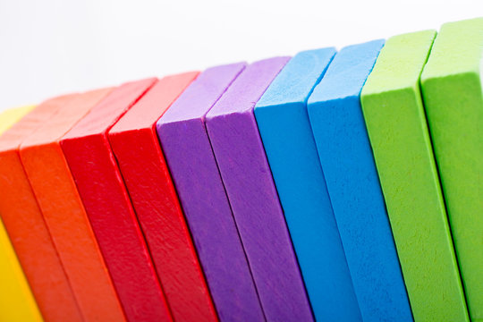 Coorful domino blocks on white background