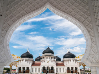 Front View of Baitturahman Grand Mosque Banda Aceh, Indonesia