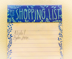 Shopping list on fridge
