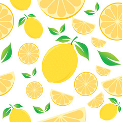 lemon seamless pattern on white background, Vector illustration