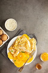 Crepes suzette with oranges