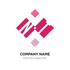 Abstract letter NT or TN logo design template, Black Alphabet initial letters company name concept. Flat thin line segments connected to each other