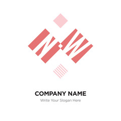 Abstract letter NW or WN logo design template, Black Alphabet initial letters company name concept. Flat thin line segments connected to each other