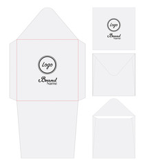 Envelope die cut mock up template vector