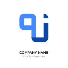 Abstract letter QJ or JQ logo design template, Black Alphabet initial letters company name concept. Flat thin line segments connected to each other
