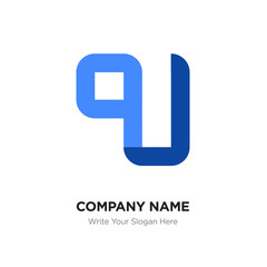 Abstract letter QU or UQ logo design template, Black Alphabet initial letters company name concept. Flat thin line segments connected to each other