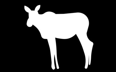 white female moose silhouette on black background