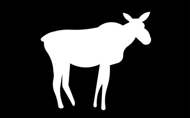 Fototapeta premium white female moose silhouette on black background