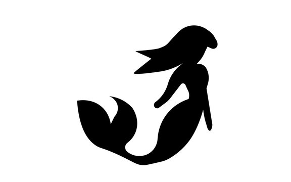 mermaid silhouette clip art on white background
