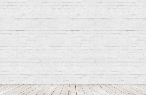 white brick wall with wood floor room