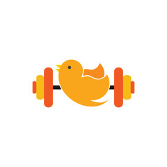 Bird Barbell Logo Icon Design