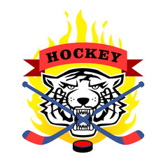 Tiger head on hockey team logo