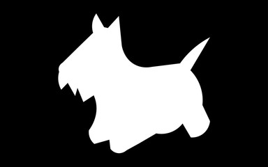 white scottie dog silhouette on black background