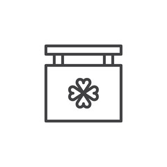 Signboard with clover outline icon. linear style sign for mobile concept and web design. Saint Patricks Day simple line vector icon. Symbol, logo illustration. Pixel perfect vector graphics