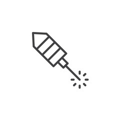 Fireworks rocket outline icon. linear style sign for mobile concept and web design. Petard simple line vector icon. Symbol, logo illustration. Pixel perfect vector graphics