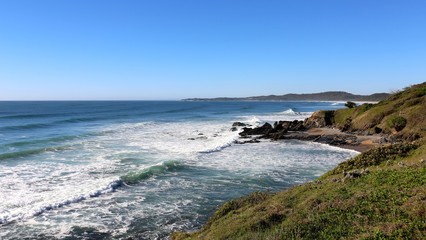 Fototapeta premium A perfect sunny day at Minnie Water Beach in Yuraygir National Park on the mid north coast of NSW in Australia.