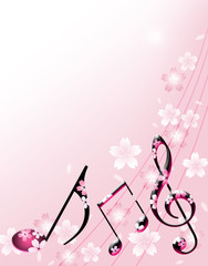 音楽　桜　譜面　楽譜　五線譜　ト音記号　演奏　歌う　楽しい　コンサート