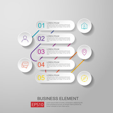 infographics timeline element with 3D paper label, integrated circles. Business concept with options for content, diagram, flowchart, steps, parts, workflow layout, chart. vector design template.