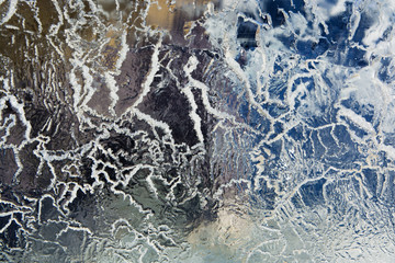 The texture of the ice. The frozen water.Winter background   