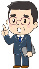 困り顔のスーツの男性