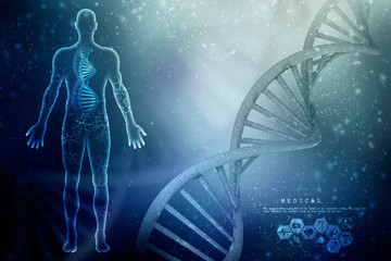 3d render of DNA structure, abstract background
