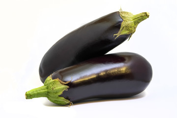 Two eggplants isolated on white - 194377778
