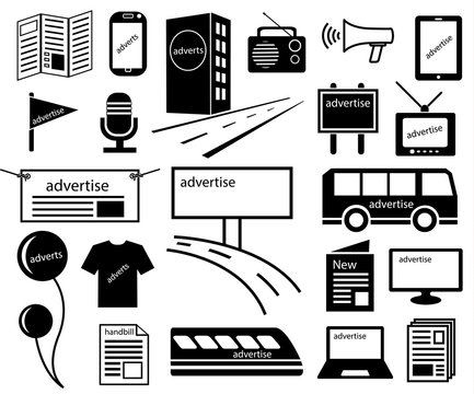 advertise channels media icon set
