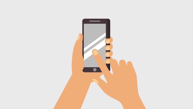 hand holds smartphone receiving email animation