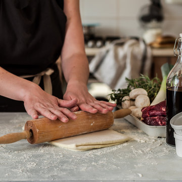 A Woman Making Puff Pastry Dough