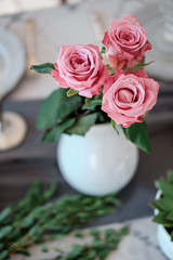 Pink roses in a vase