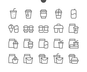 Take Out UI Pixel Perfect Well-crafted Vector Thin Line Icons 48x48 Ready for 24x24 Grid for Web Graphics and Apps with Editable Stroke. Simple Minimal Pictogram