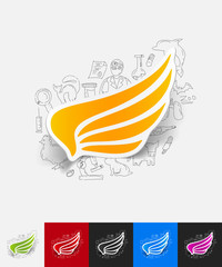 Obraz premium wing paper sticker with hand drawn elements