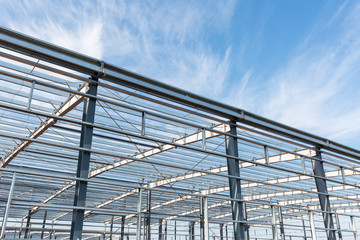 steel structure workshop in construction
