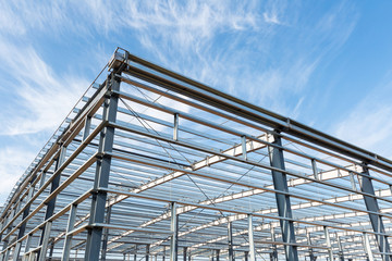 steel structure workshop with blue sky