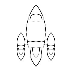 video game retro rocket launch style vector illustration dotted line design