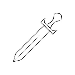 sword weapon battle handle vintage vector illustration dotted line design