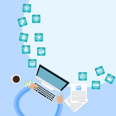 logistic and shipping icons on computer design