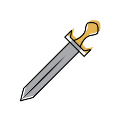sword weapon battle handle vintage vector illustration