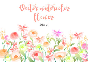 Watercolor spring flower, vector ilustration on white background