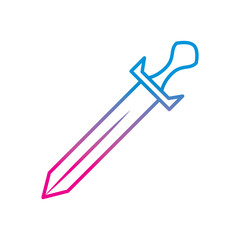 sword weapon battle handle vintage vector illustration degrade color line image