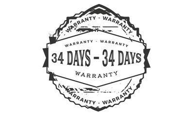 34 days warranty icon vintage rubber stamp guarantee