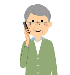 シニア男性　おじいちゃん　スマホ