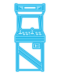 vintage arcade game machine with joysticks and buttons vector illustration blue neon line design © Gstudio