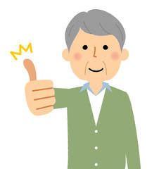 シニア男性　おじいちゃん　サムズアップ