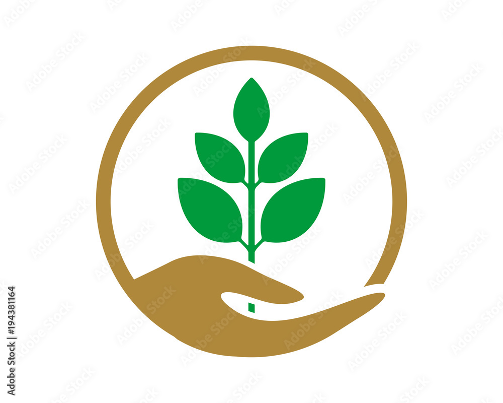 Canvas Prints circle hand green leaf image vector icon