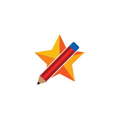 Pencil Star Logo Icon Design