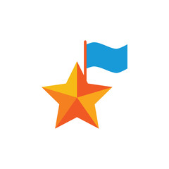 Flag Star Logo Icon Design