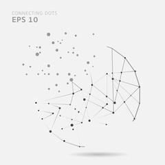 Global network connection with business concept and world map line, vector illustrator