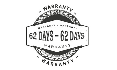 62 days warranty icon vintage rubber stamp guarantee